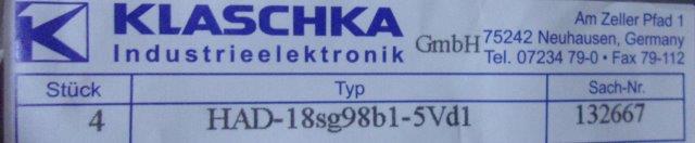 Klaschka -HAD-18SG98B1-5VD1 - 2