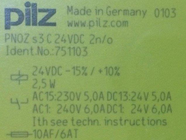 Pilz-751103-PNOZ S3 C 24VDC 2N/O - 1