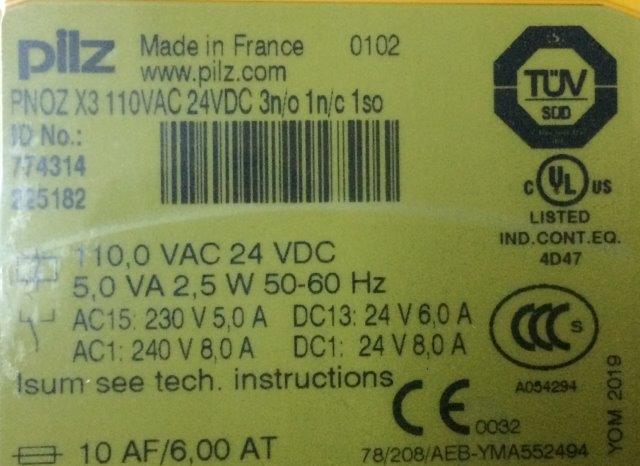 Pilz-774314-PNOZ X3 110A C/24DC 3NA+1NC+1PNP - 1